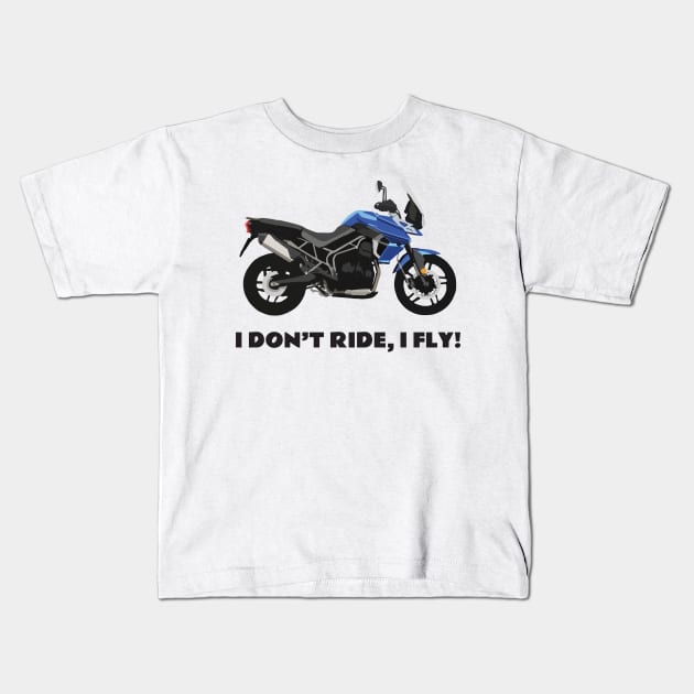 I don't ride, I fly! Triumph Tiger 800 XRx Kids T-Shirt by WiredDesigns